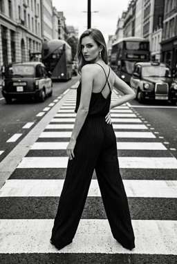 Anna 2 Flowy - B&W Crosswalk Stripes [VAR:2]